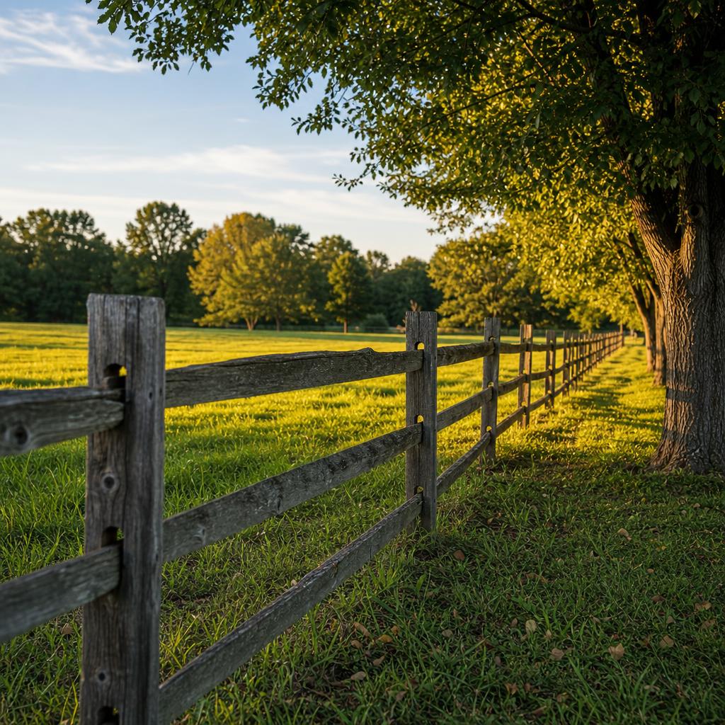 Split-rail fence on rural property