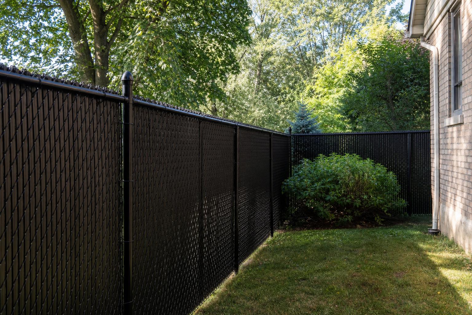 Chain-link fence with privacy slats