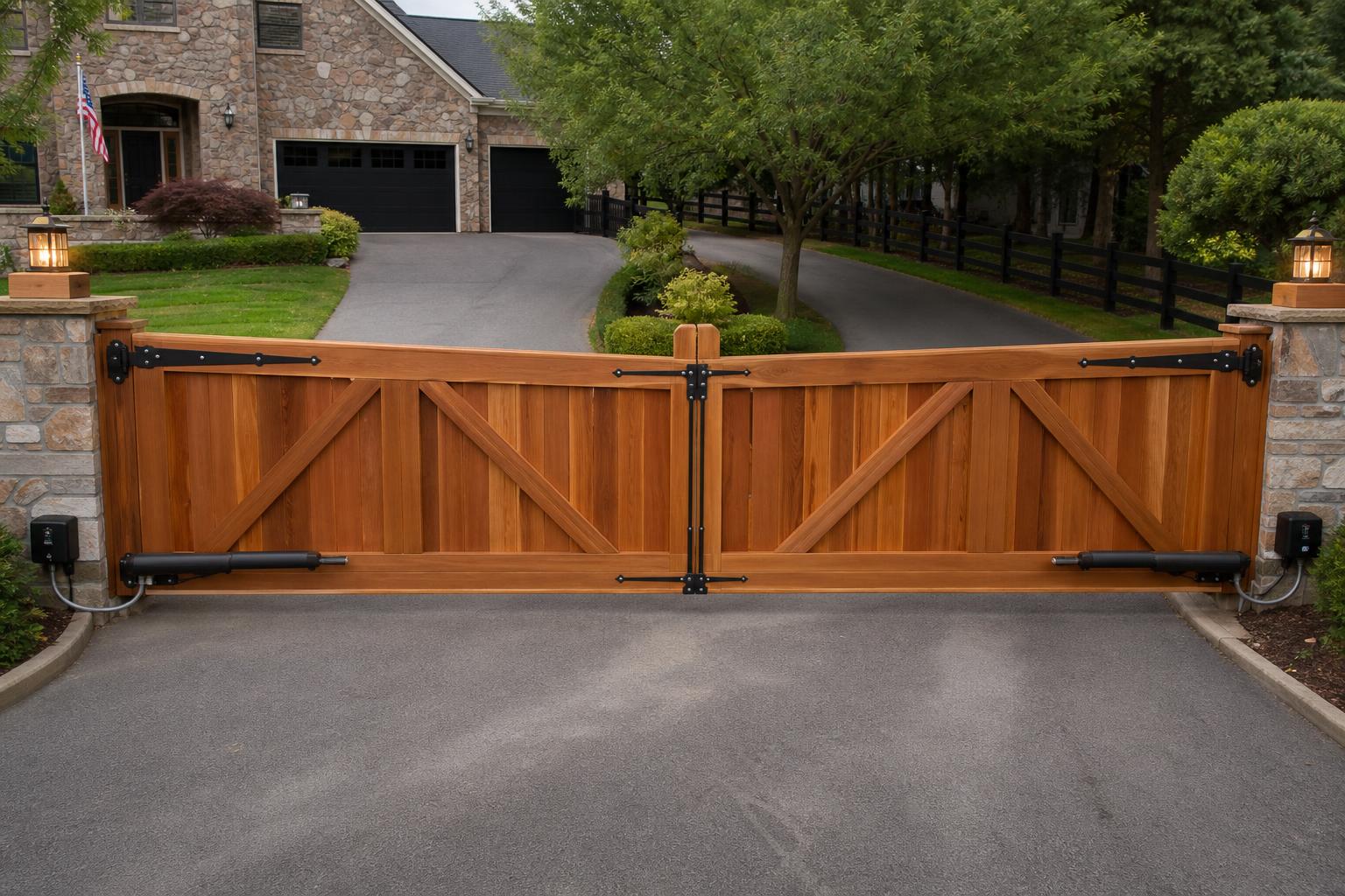Custom cedar driveway gate