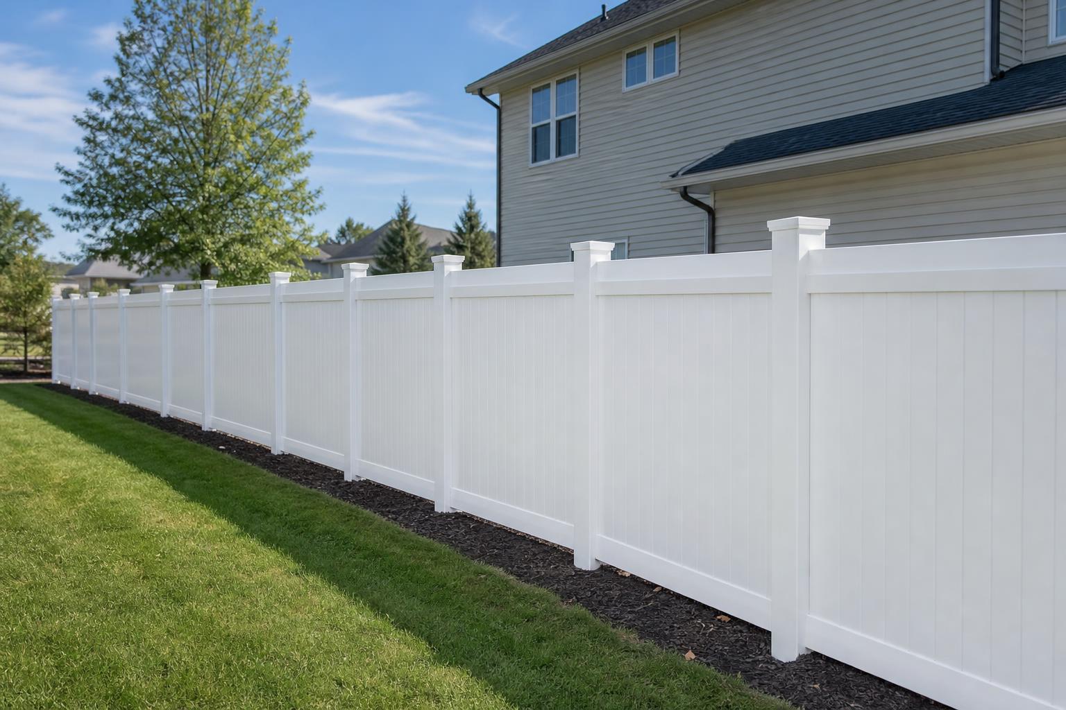 White vinyl privacy fence